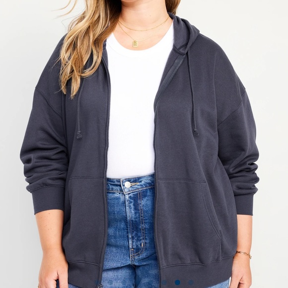 NWT OLD NAVY Oversized Full-Zip Hoodie Color: Volcanic Glass SIZE LARGE - Picture 7 of 9